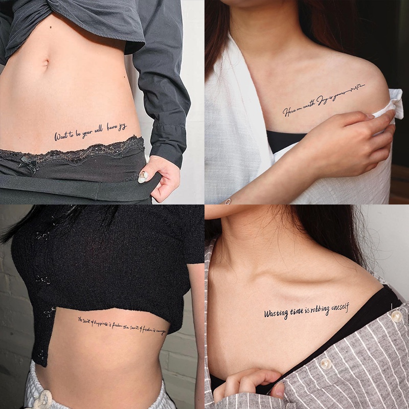 Thời Trang Bộ 9 Hình Xăm Dán Chống Nước Bán Vĩnh Viễn Chữ Tiếng Anh