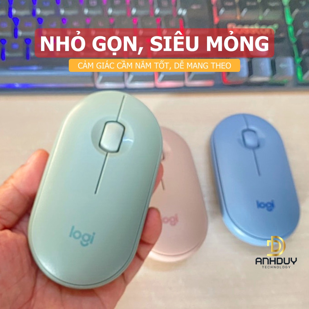 Chuột không dây bluetooth Logitech Pebble M350 OEM thiết kế mini click silent 5 màu tùy chọn