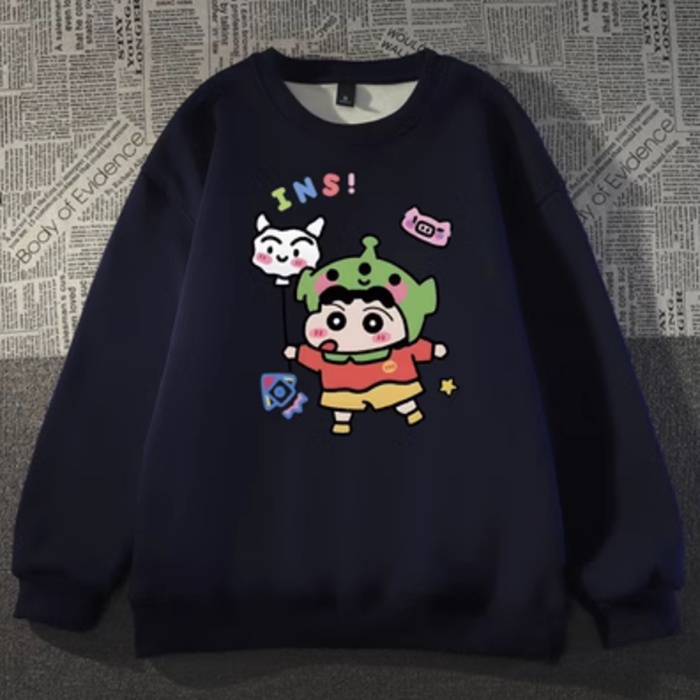 Áo hoodie Tay Dài Dáng Rộng In Hình Cậu Bé Bút Chì shin-chan Thời Trang harajuku