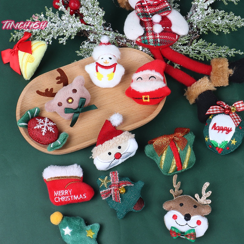 Ghim Cài Áo Hình Người Tuyết / Cây Thông / Chuông Giáng Sinh Bằng Lông Nhung Dễ Thương Xinh Xắn