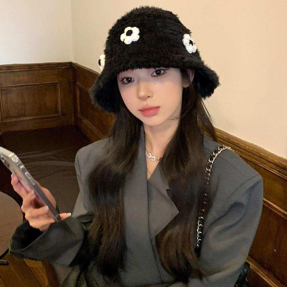 Mũ beanie Dệt Kim Dày Dặn Màu Trơn Giữ Ấm Tai Thời Trang Mùa Đông