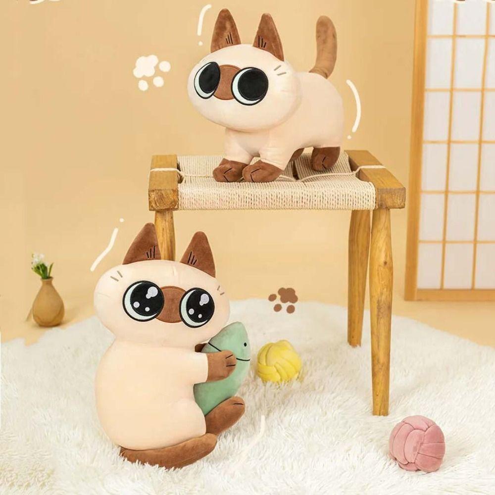 Mmluck Thú Nhồi Bông Vải Mềm Màu Trơn Hình Chú Mèo Nhỏ Dễ Thương Vui Nhộn Cho Bé