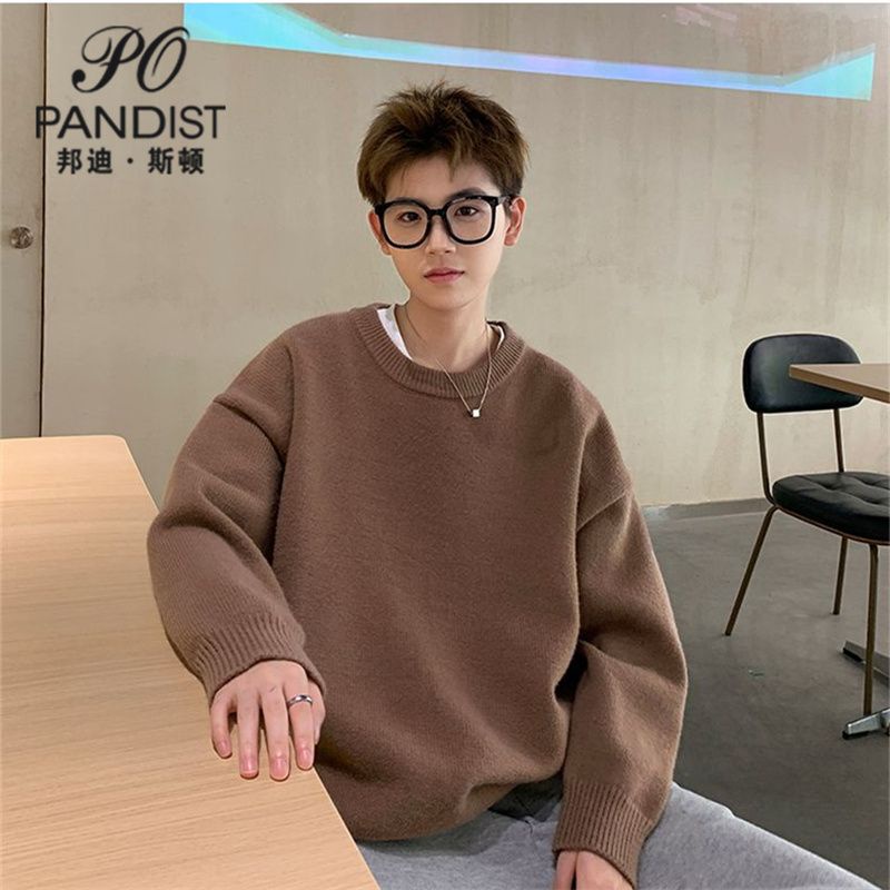 Bangdiston Áo sweater Màu Trơn Phong Cách hong kong Thời Trang Mùa Đông Cho Nam