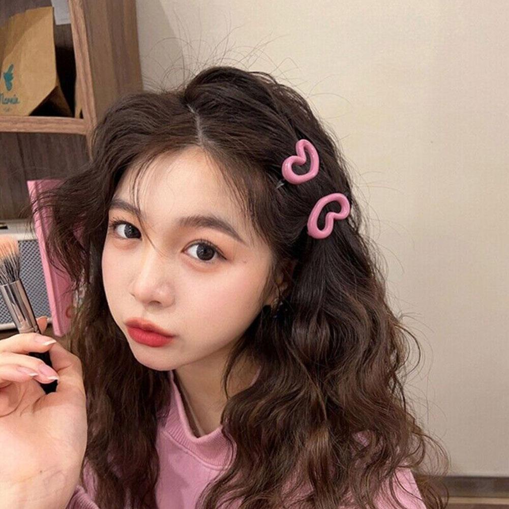 Kẹp Tóc Trang Trí Hình Ngôi Sao / Trái Tim Màu Hồng Ngọt Ngào q7z3
