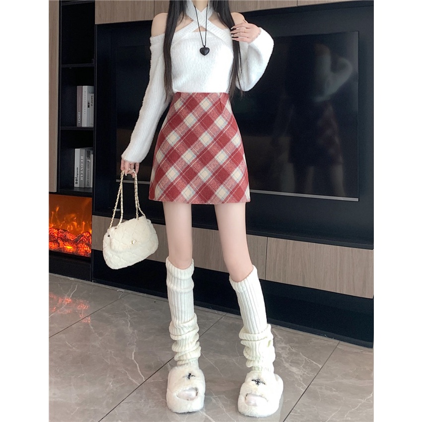 Chân Váy Len Chữ a Lưng Cao Dáng Ôm Thời Trang Thu Đông Phong Cách Hàn Quốc Cho Nữ