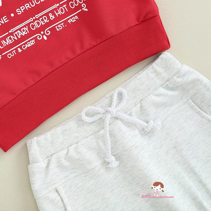 Set Đồ Giáng Sinh 2 Món Gồm Áo Thun Tay Dài In Chữ + Quần Dài Co Giãn Cho Bé Trai