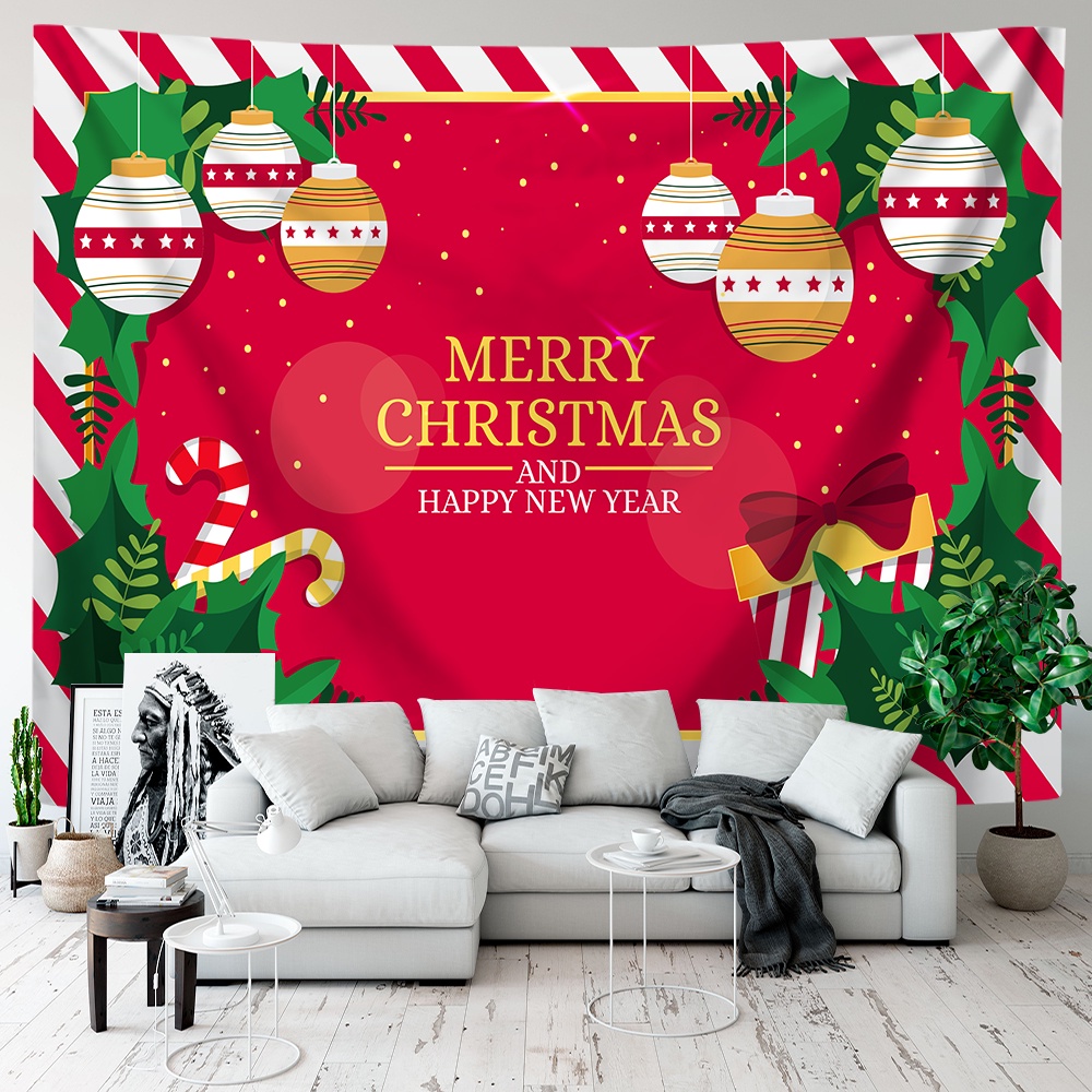 Thảm Treo Tường Trang Trí Giáng Sinh Năm Mới Kèm Kẹp Chất Liệu polyester