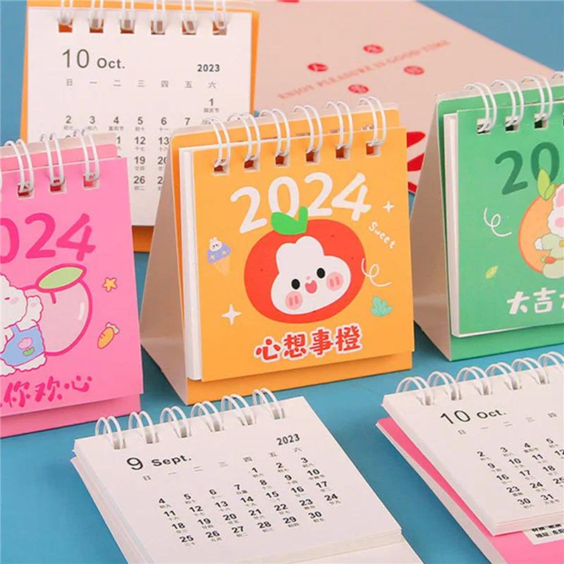 Lịch Để Bàn 2024 mini Hình Thỏ Hoạt Hình Dễ Thương