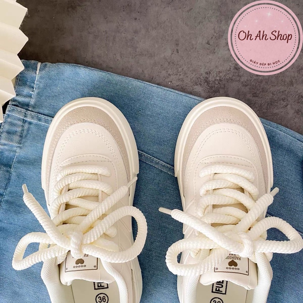 🍓  Giày Nữ Đi Học Giày Vải Canvas Phối Da Lộn Màu Xám Dây Thừng Tặng Kèm 2 Dây  Ohahshop