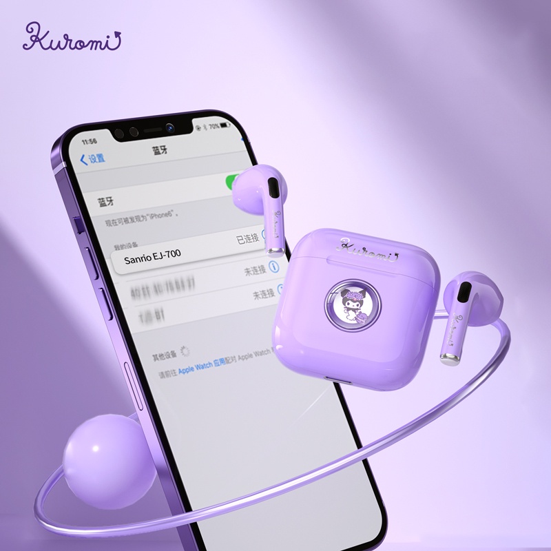 Sanrio Tai Nghe Chụp Tai bluetooth Không Dây Họa Tiết Hoạt Hình my melody kuromi cinnamoroll pochacco Dễ Thương Kèm mic