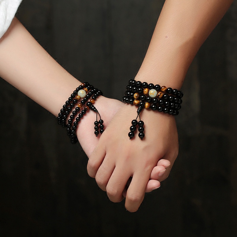 Vòng tay nhiều lớp làm từ 108 hạt đá phát quang đẹp mắt cho nam ZOE