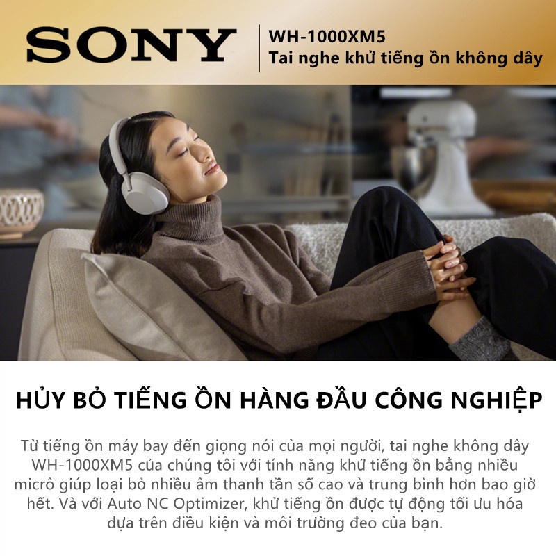 Tai Nghe Sony WH-1000XM5 Bluetooth Không Dây Có Công Nghệ Chống ồn Và Micrô Tích Hợp - Bảo Hành 3 Tháng