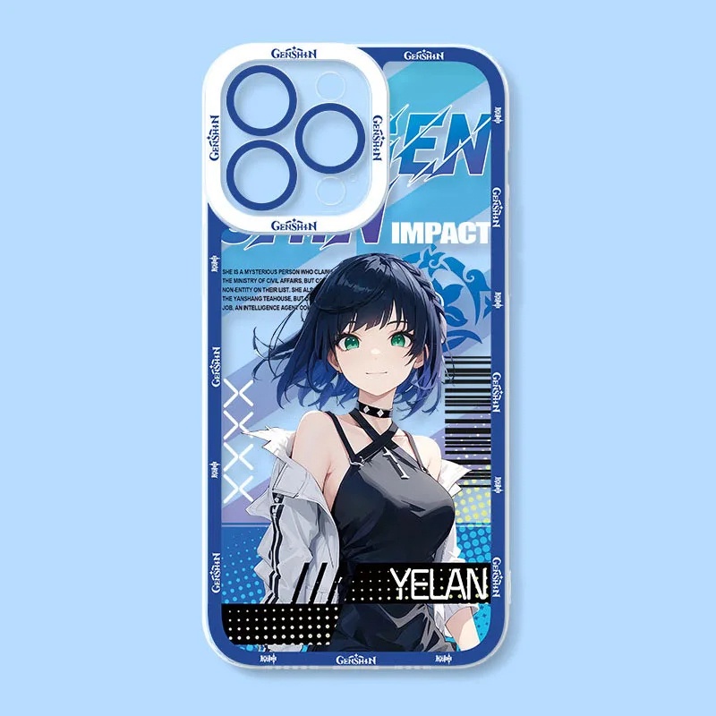 Ốp lưng iphone cạnh vuông Genshin Impact Raiden Shogun Yelan Cute 8plus/x/xs/11/12/pro/max/plus/promax