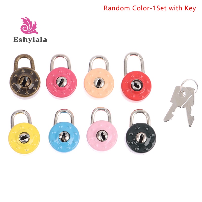 Eshylala 1 Set Ổ Khóa Hành Lý Hình Tròn mini Kèm Chìa Khóa Tiện Dụng