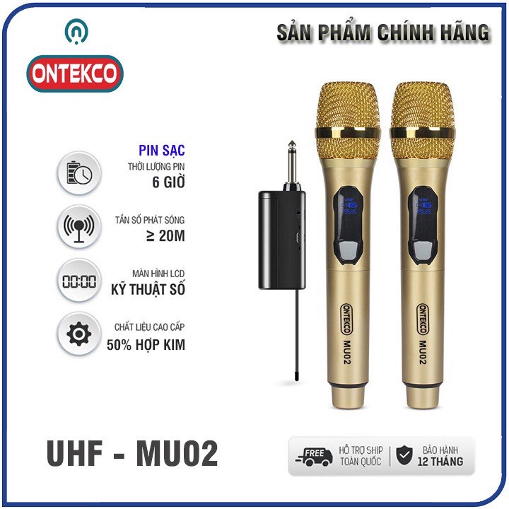 Bộ Micro không dây karaoke chuyên nghiệp ONTEKCO | E6S| MV02 |E6 BEST SOUND U-W301 | W003/W001/MU02/WR20/W108