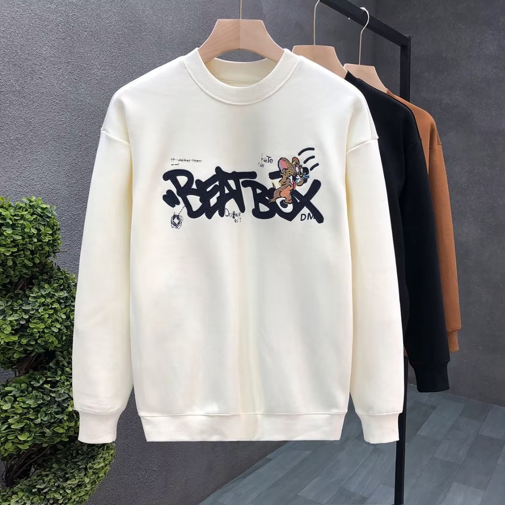 Hanlu Áo Nỉ Thêu Hình Mèo Và Chuột Đơn Giản Thời Trang Thường Ngày Cho Nam