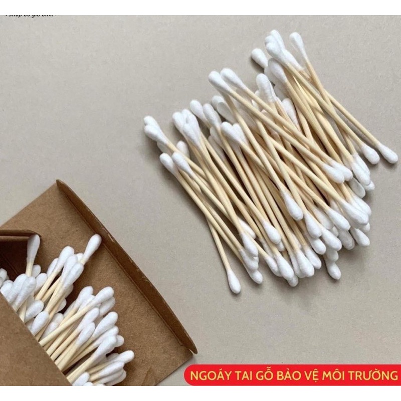 Tăm Bông Ngoái Tai Bằng Gỗ An Toàn Thân Thiện Môi Trường