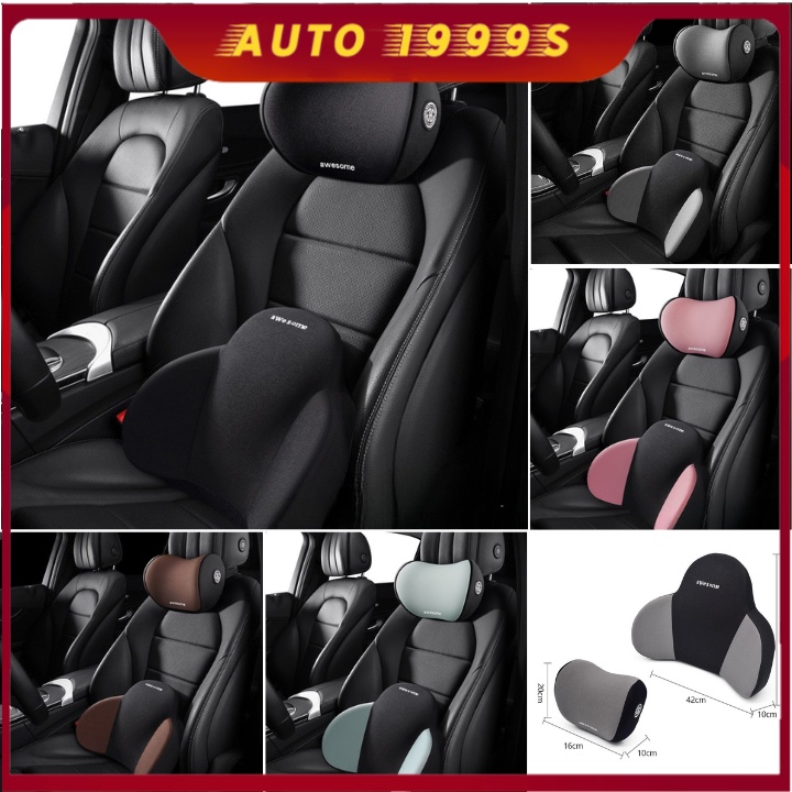 Bộ tựa đầu tựa lưng cao su non nguyên khối - gối tựa đầu tựa lưng trên ô tô AWESOME cao cấp