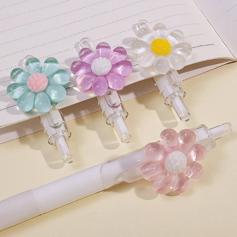 Bút Bi Nhấn Mực Đen / Bút Kí Tên Hình Hoa Hướng Dương mini Hàn Quốc Đáng Yêu Cho Văn Phòng / Trường Học