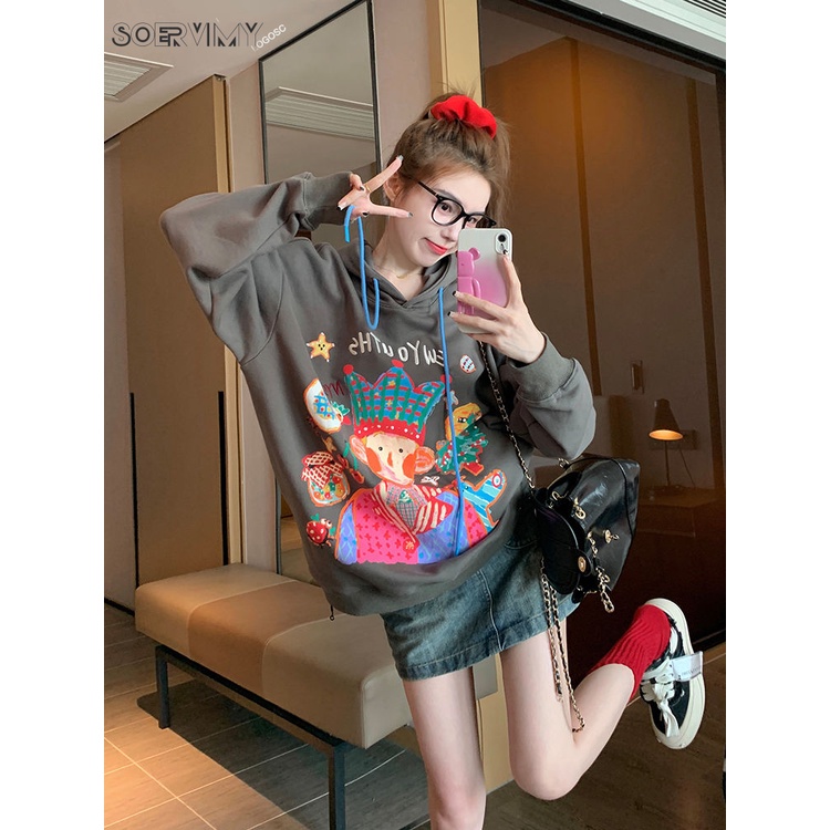 SOERVIMY Áo Khoác hoodie áo khoác nữ zip hoodie cozy casual fashionable Korean WWY23B0K9M 45Z231111