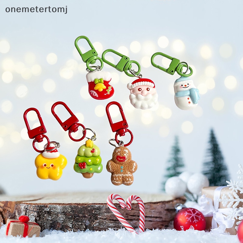 Onemetertomj Móc Chìa Khóa Hình Búp Bê Gừng / Ông Già Noel / Cây Thông / Vớ Trang Trí Túi Xách