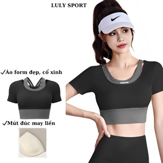  Bra tập yoga nữ LULY SPORT phối màu Gunning lót áo đệm mút mềm bản ôm ngực đẹp 