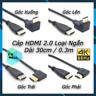 Dây Cáp HDMI 2.0 loại Ngắn 30cm 0.3m 4k 60hz Góc Trái Phải Lên Xuống Dành Cho Video Âm Thanh HDTV TV PS3 Máy Tính Tivi