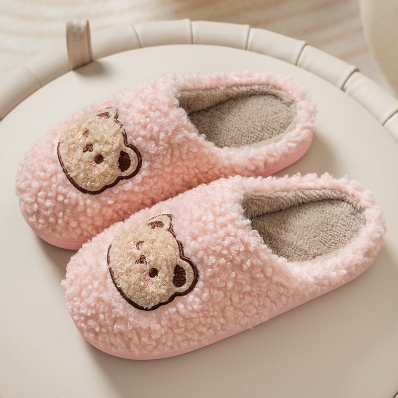 😝Dép cotton Đi Trong Nhà Đế Dày Giữ Ấm Mùa Thu Đông In Họa Tiết Hoạt Hình Dễ Thương Cho