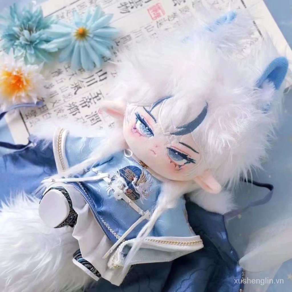 New cold-tracing white wool cotton doll 20cm boy's magnetic tail high temperature silk plait handsome ins style doll gift