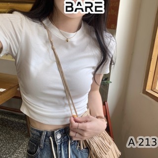 Áo thun nữ cổ tròn vạt bầu nhún eo siêu tôn dáng chất thun gân borip- a213