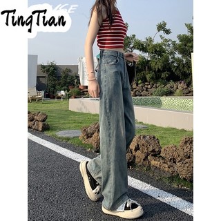 TINGTIAN quần_ống_rộng quần  nữ jean American vintage jeans 2023 NEW 080118