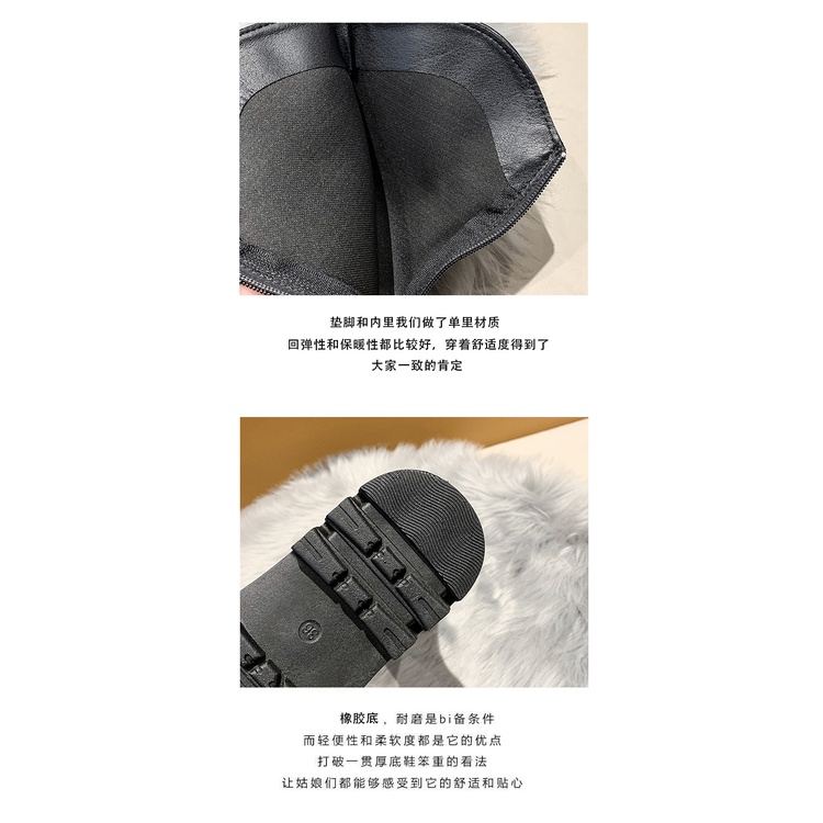 Giày Bốt martin Đế Dày Màu Trơn Có Khóa Kéo Sau Phong Cách Hàn Quốc Thời Trang Thu Đông Hàng Mới 2023