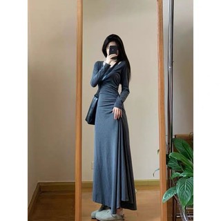Đầm Tay Dài Cổ Tròn Dáng Ôm Thời Trang Mùa Thu Cao Cấp Cho Nữ
