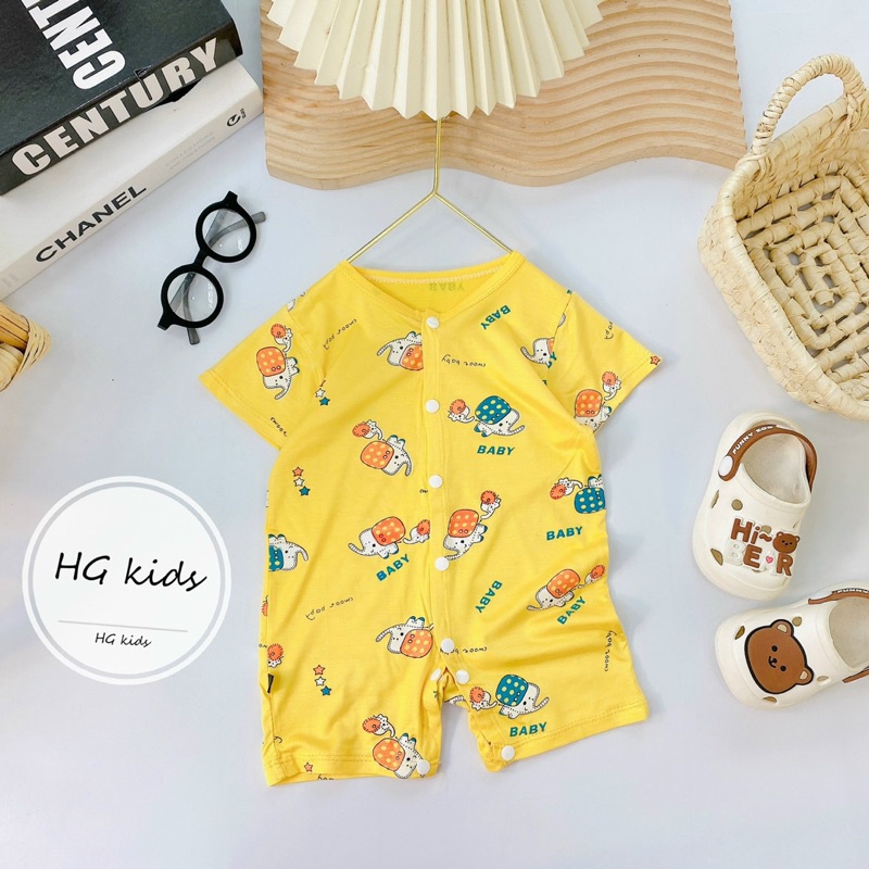 Bộ liền thân đùi/cộc tay hoạ tiết cài thẳng HG Kids chất thun lạnh loại 1 siêu mềm mát cho bé trai bé gái