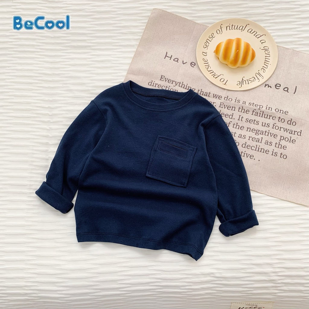 Áo Giữ Nhiệt Giả Túi Ngực Cho Bé Trai Bé Gái Chất Cotton Mềm Mịn BeCool, Áo Thun Dài Tay Cho Bé Từ 7-27kg