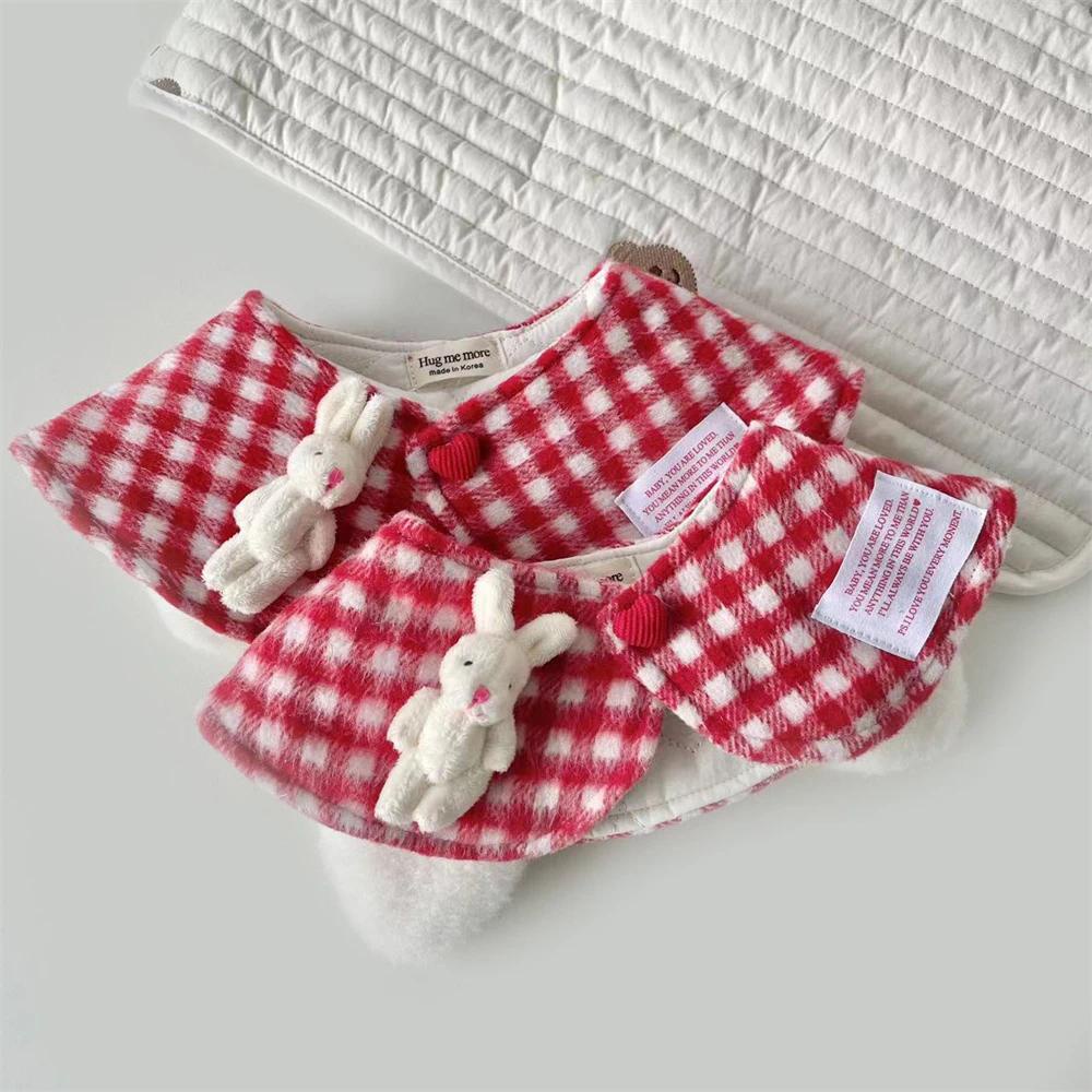 Khăn Choàng Cổ Tai Thỏ Họa Tiết Sọc Caro Dễ Thương Dành Cho Thú Cưng