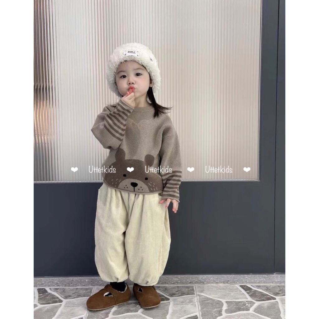 ÁO LEN HOẠ TIẾT PHONG CÁCH HÀN QUỐC CHO BÉ GÁI VÀ BÉ TRAI RẤT CUTE T58