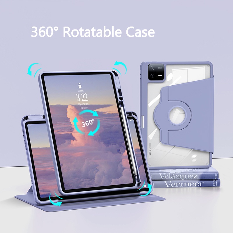 Bao Da Máy Tính Bảng Có Ngăn Đựng Bút Xoay 360 Độ Cho samsung galaxy tab s9 fe 10.9 s9 fe plus 12.4 "x610 x616b x616 tab s7 s8 s9 s7 fe s8 plus s9 fe Ốp