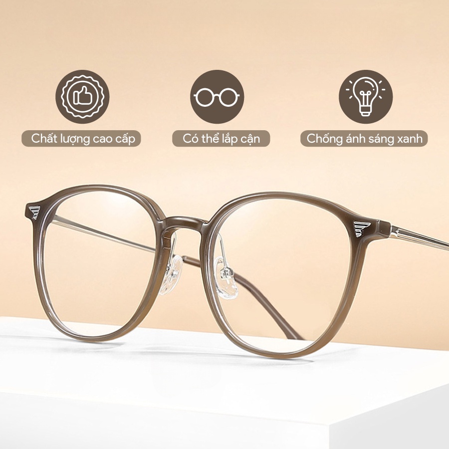 Kính cận thị thời trang -0.5 -1.0 -1.5 -2.0 -2.5 -3.0 -3.5 -4.0 -4.5 -5.0 -5.5 -6.0 độ dành cho nam và nữ với tròng kính có thể tháo rời kính chống ánh sáng xanh 1104