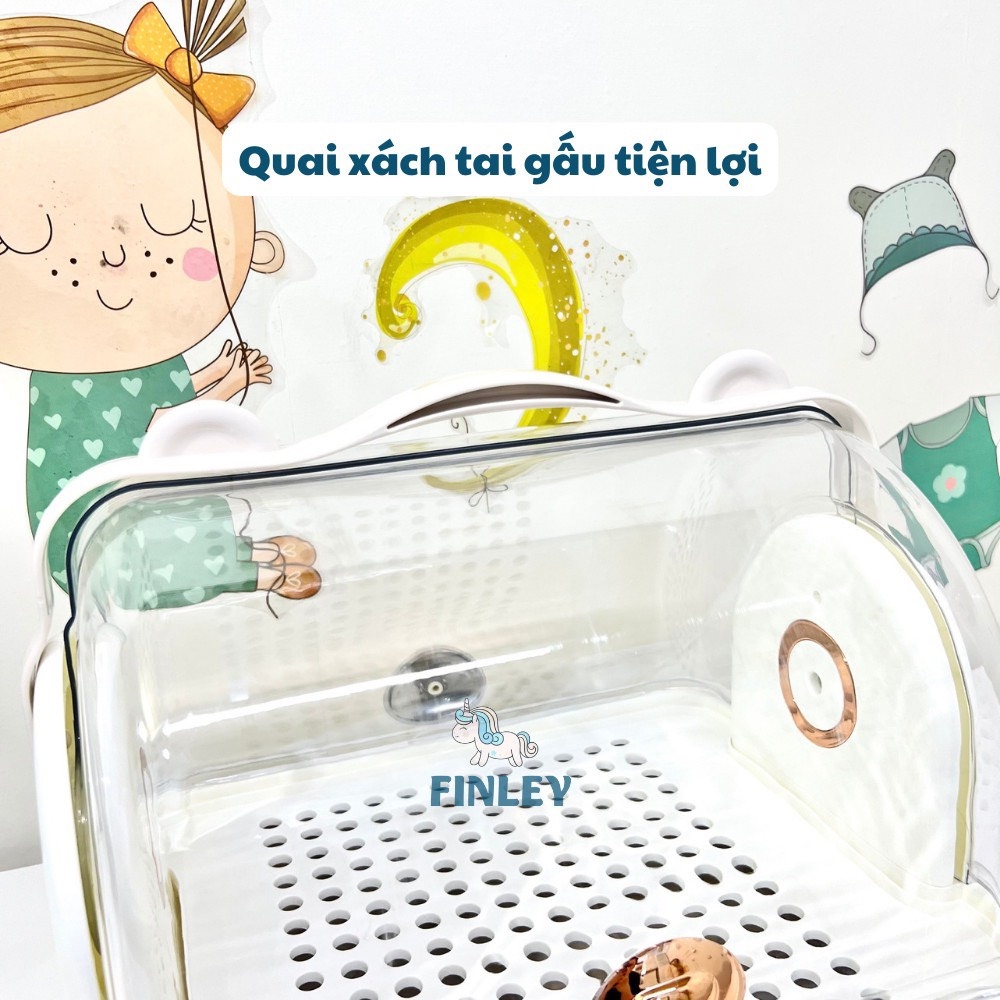 Úp bình sữa, khay úp bình đa năng có khay thoát nước và quai xách hình gấu vô cùng tiện lợi, OBAMA BABY