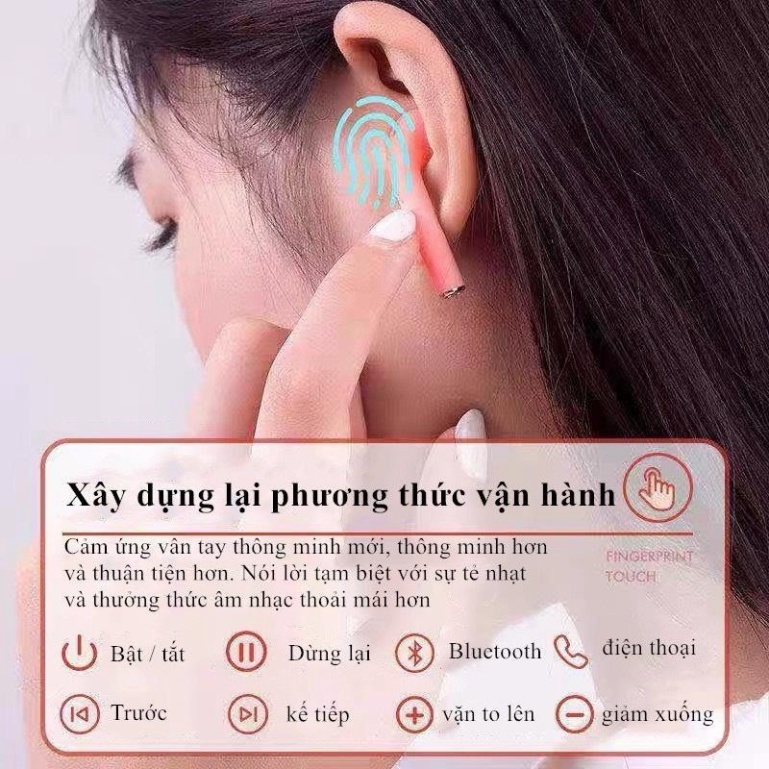 Tai nghe bluetooth không dây  inpods i12 v5.0 nút cảm ứng âm thanh HiFi HOT