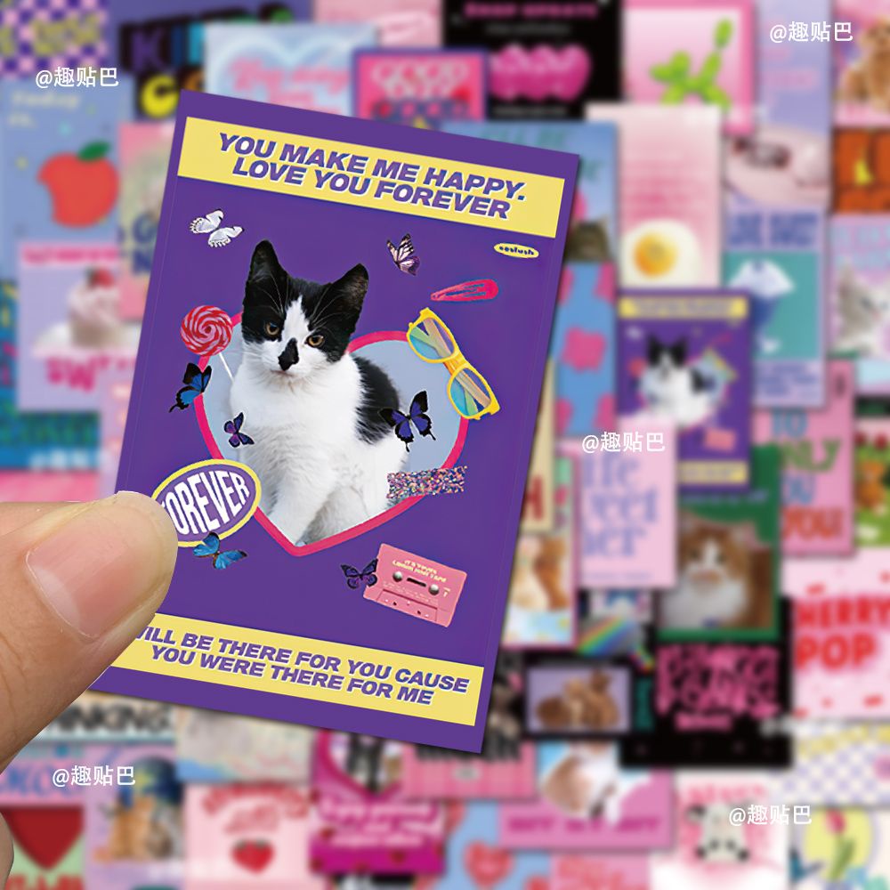 Bộ 64 Miếng Dán Trang Trí Mũ Bảo Hiểm / Bút Chì Chống Thấm Nước Họa Tiết graffiti Màu Hồng Xinh Xắn