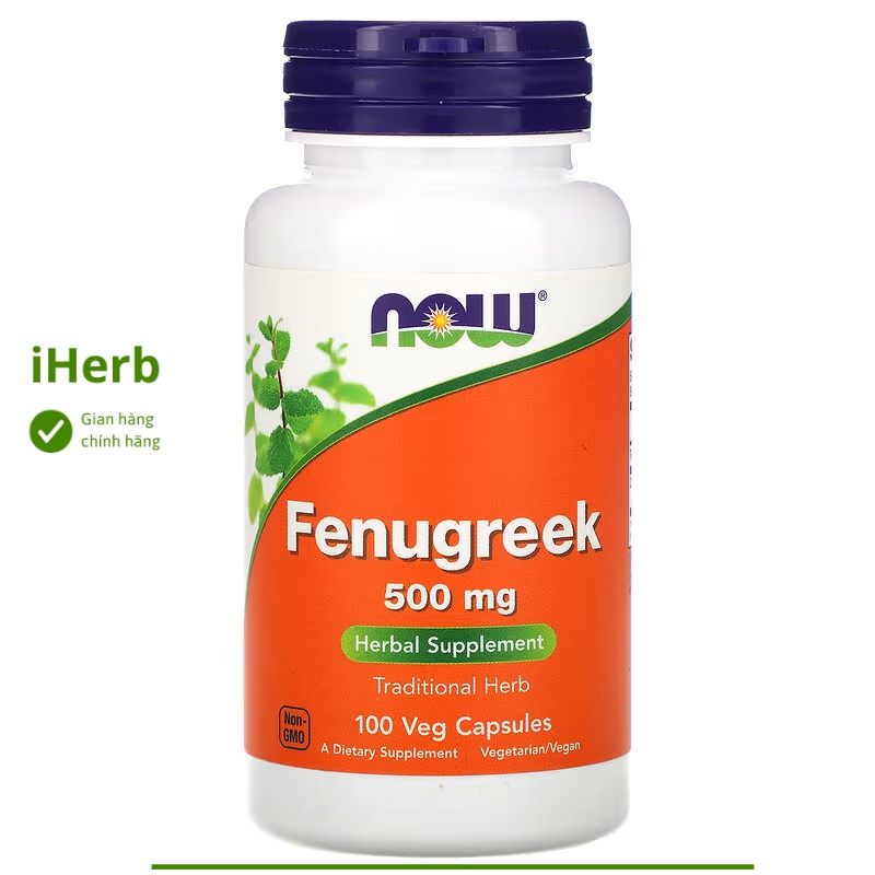 Bổ sung cỏ cari hữu cơ Fenugreek 500 mg Now Foods (100 Veg Capsules) - iHerb Việt Nam