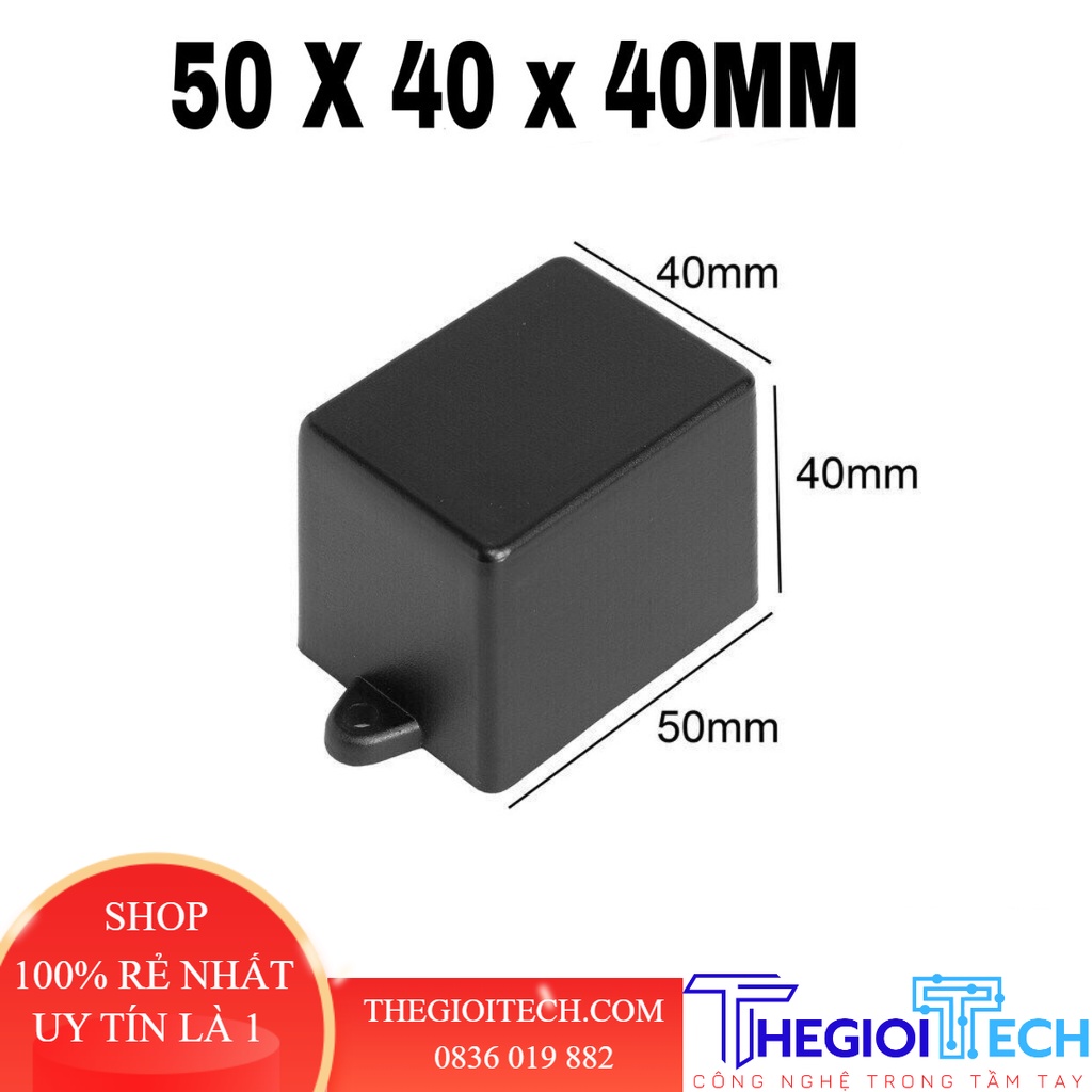 Hộp 50x40x40mm tặng kèm ốc vít - Hộp nhựa đựng mạch điện tử.