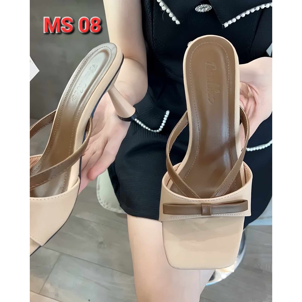 Dép Cao Gót Big Size 35 - 40 Quai Nơ Gót Nhọn Giá Rẻ - MS 08