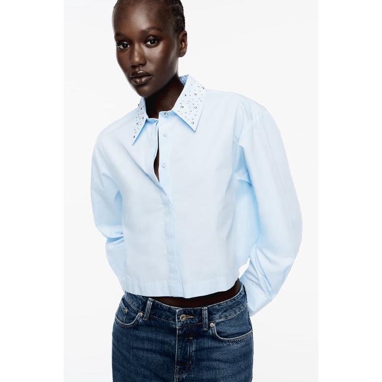 Áo sơ mi croptop Zara authentic