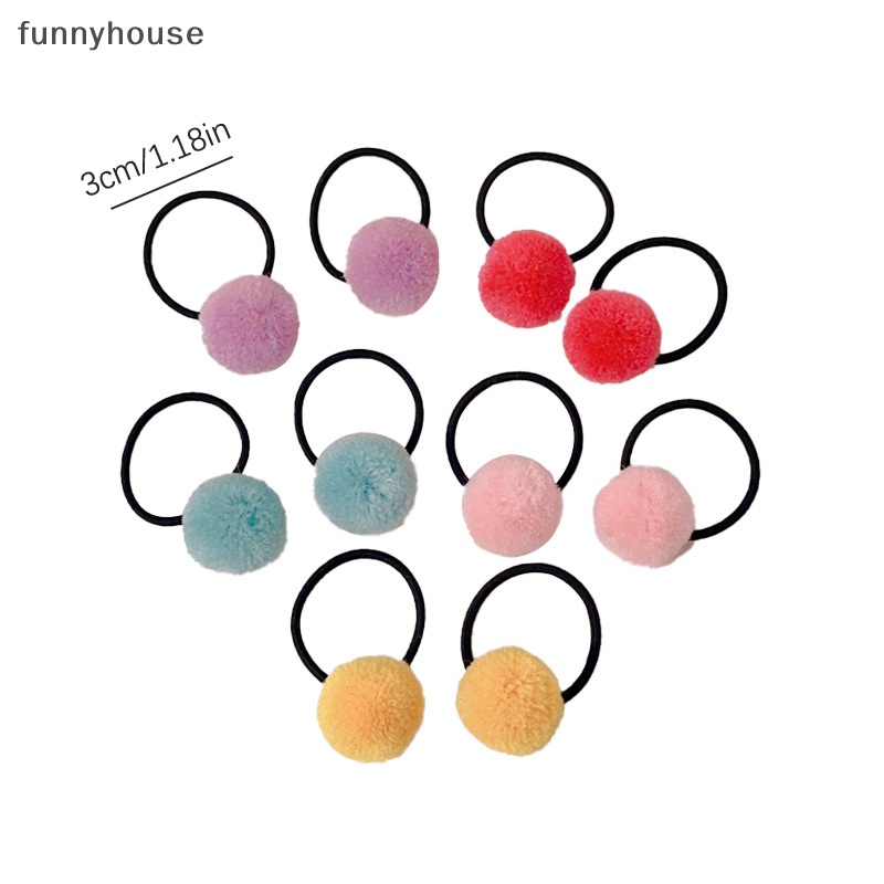 Set 10 Dây Buộc Tóc Gắn Quả Bông Màu Sắc Ngọt Ngào Cho Bé Gái