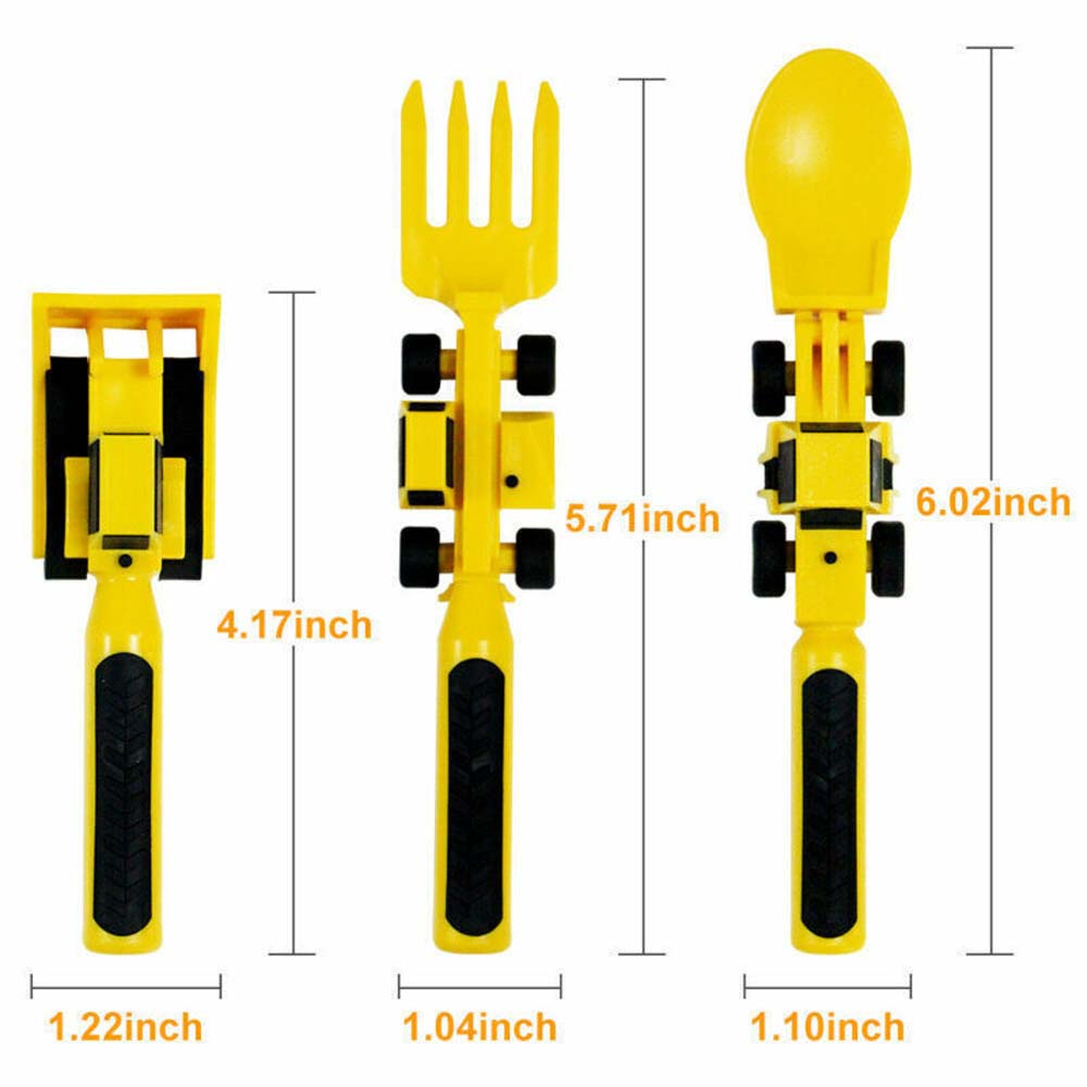 Kids Dish Shovel Fork Spoon Set Cutlery Constructive Eating Tableware Utensil