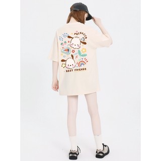 Áo thun nữ form rộng 100% cotton cổ tròn in basic