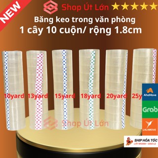 Băng keo trong văn phòng loại nhỏ, 1 cây 10 cuộn rộng 1.8cm, 10yard-13yard-15yard-18yard-20yard-25yard